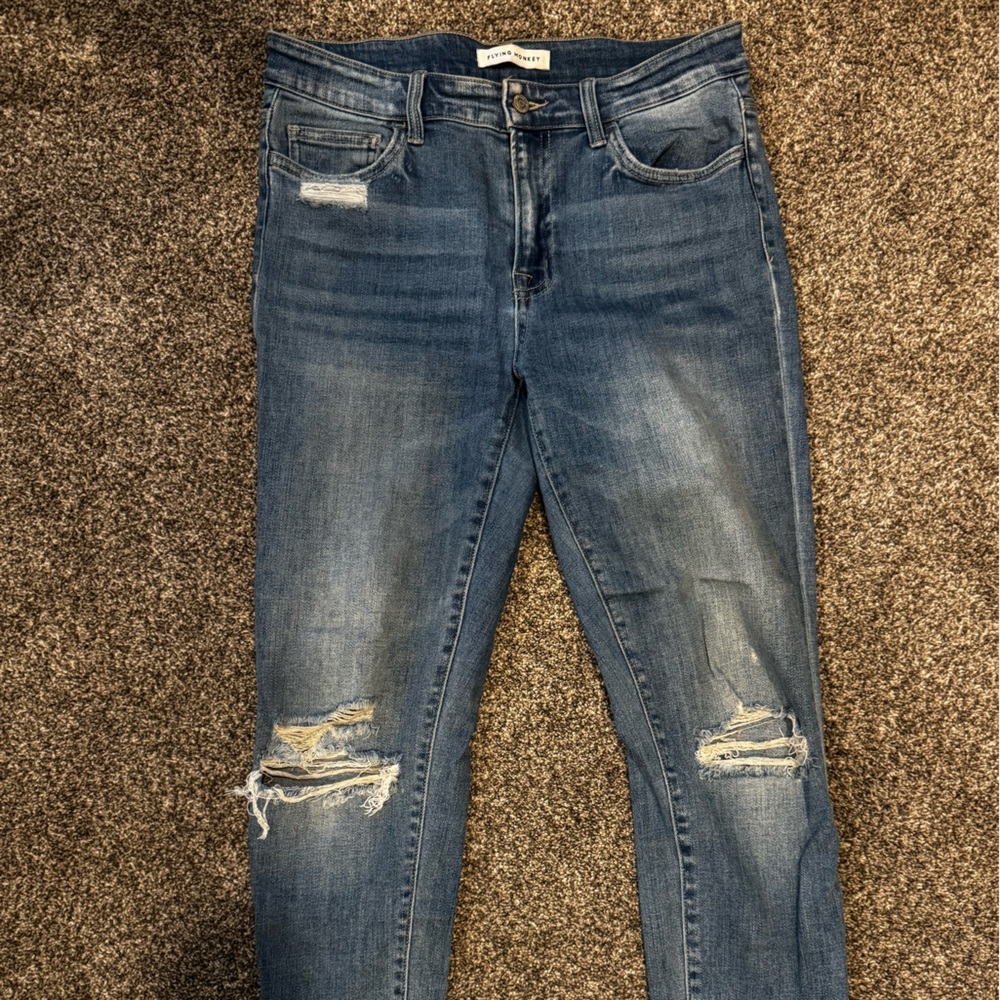 Flying Monkey Blue Distressed Ankle Jeans